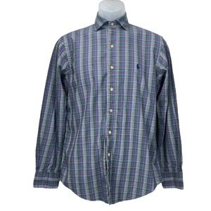 Polo Ralph Lauren Men's Small Purple/Green Plaid Long‎ Sleeve Button-Up Shirt